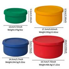 Round Silicone Food Storage Containers With Lids Set, Microwave Lunch Box For Office Workers, Airtight Leak-Proof Fruit And Baby Food Storage Bowls - Multicolor - View 9