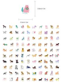 100pcs Cute Cartoon Dog Doodle Stickers Laptop Handbook Cell Phone Case Decorative Stickers - Multicolor - View 2