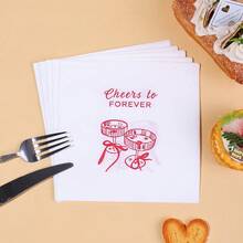 20/40/60 Pcs,Red Cheers To Forever Wedding Napkins,2-Ply Elegant White Disposable Paper Servietees With Bow & Cocktail Glass Design,Bridal Shower,Engagement, Bachelorette Party Decorations,13 Inch*13 Inch - View 4