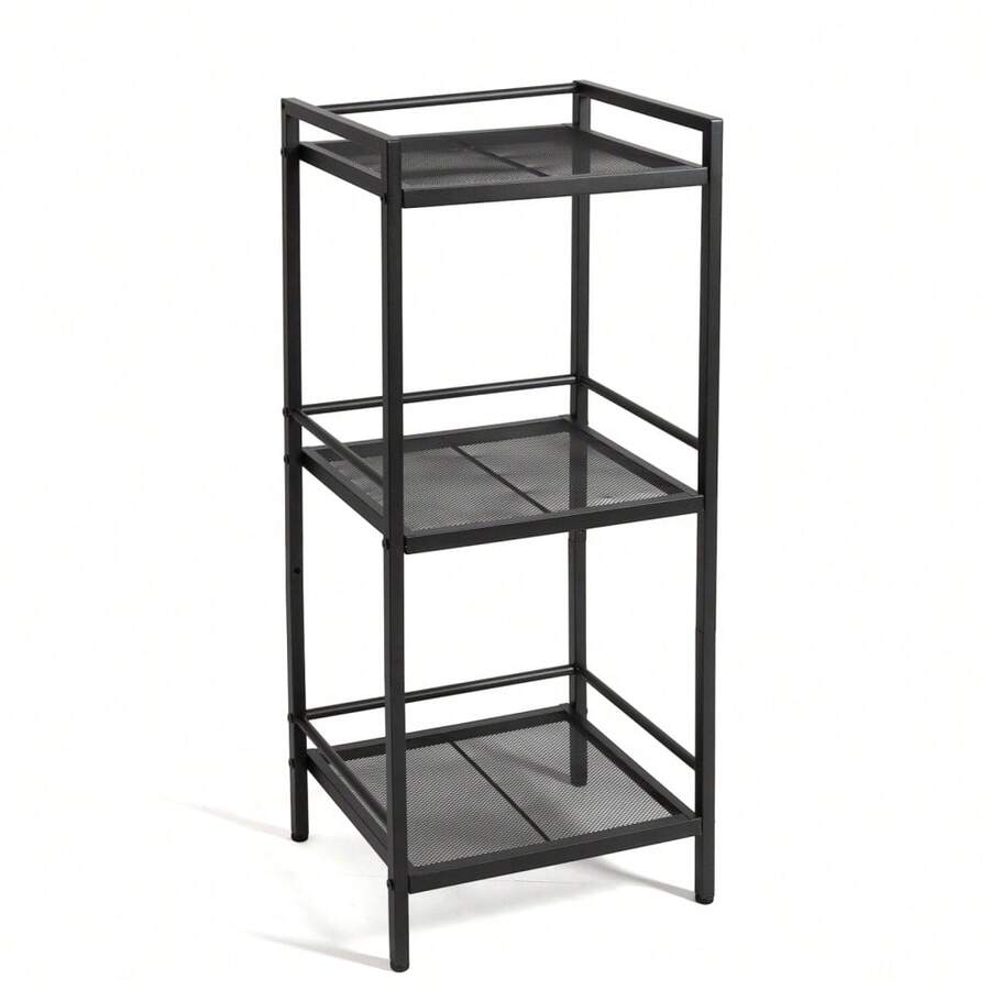 Garvee Bathroom Shelf,Metal Bathroom Shelves,Bathroom Organizer,Freestanding Shelving Unit,Storage Shelf,Multifunctional Open Floor Shelves For Living Room Bedroom Kitchen Office - 3 Tier Black - View 1