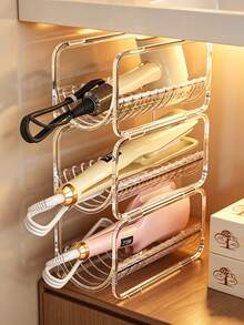 1/2/3pcs Curling Iron Storage Rack Hair Dryer Organizer Box Egg Roll Hair Comb Organizer Straight Hair Comb Storage Straight Hair Clip Storage Rack Vertical Stackable Desktop Transparent Acrylic Organizer - Multicolor - View 4