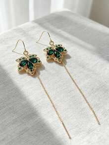 1 Pair Of Fashionable Personalities Long Maple Leaf Earrings Suitable For Women's Daily Commuting ﻿ ﻿ - Red - View 4