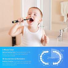 YUNCHI Kids Electric Toothbrush Rechargeable 2 Mins Timer 3 Modes For Ages 6+ Includes 4 Replacement Brush Heads And DIY Stickers - Multicolor - View 4