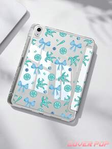 海洋元素與蝴蝶結雙面彩繪壓克力水晶保護殼，相容 iPad Air 8(M4)2026(11吋)、Air 8(M4)2026(13吋)、第10代、10.2/Mini 6/Mini 7/9.7 吋，相容 Galaxy Tab A9 Plus、3+Y 折疊平板，防彎曲，矽膠加固護角，自動喚醒/睡眠功能，內置筆槽，多角度折疊支架－完美日常保護，節日禮物 - 彩色 - 查看 2