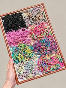 50/200/500 pezzi - Nuovi elastici per capelli sottili in colori misti casuali, fasce di gomma per acconciature e trecce per ragazze, accessori per capelli alla moda e versatili - Multicolore - Visualizzare 4