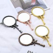 Cermin Rias Genggam Ukir Antik Bentuk Permen Lolipop, Cermin Kecil Portabel Gaya Eropa Definisi Tinggi dengan Hiasan Pita Kreatif - 1PC - View 3