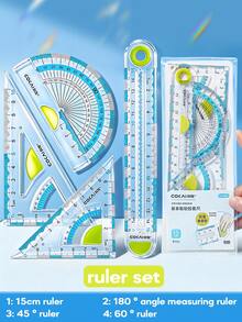 Juego de 4 reglas transparentes lisas, con agarre de goma suave antideslizante, escala clara, PVC flexible, kit de herramientas de medición matemática para estudiantes, escuela, oficina, geometría y dibujo - Juego de reglas - Ver 2