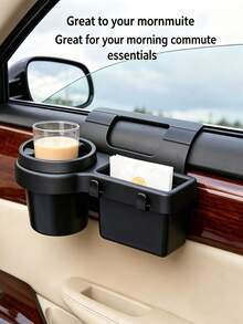 Multifunctional Car Storage Box With Cup Holder, Drink Holder, Side Door Window Phone Slot And Hanging Storage Rack, Universal Perfect Car Interior Organizer, Durable ABS, Easy Install, Space Saving, Ideal For Driver Passenger Daily Commute - Multicolor - View 7