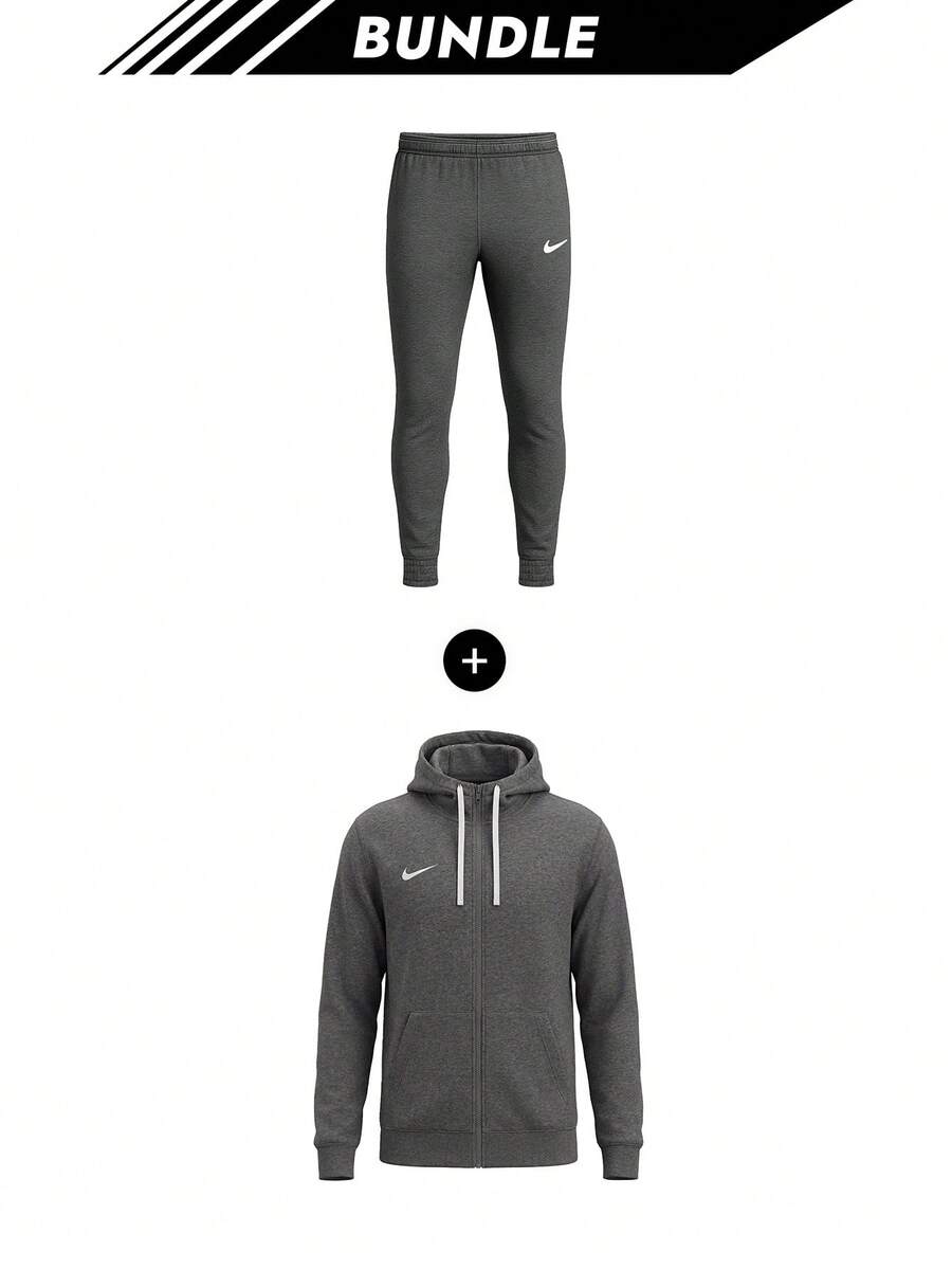 Nike [Bundle] Flag Embroidery Park20 Men's Sweatpants Grey + Essential Logo Park 20 Men's Full-Zip Hoodie Grey - Grey - View 1