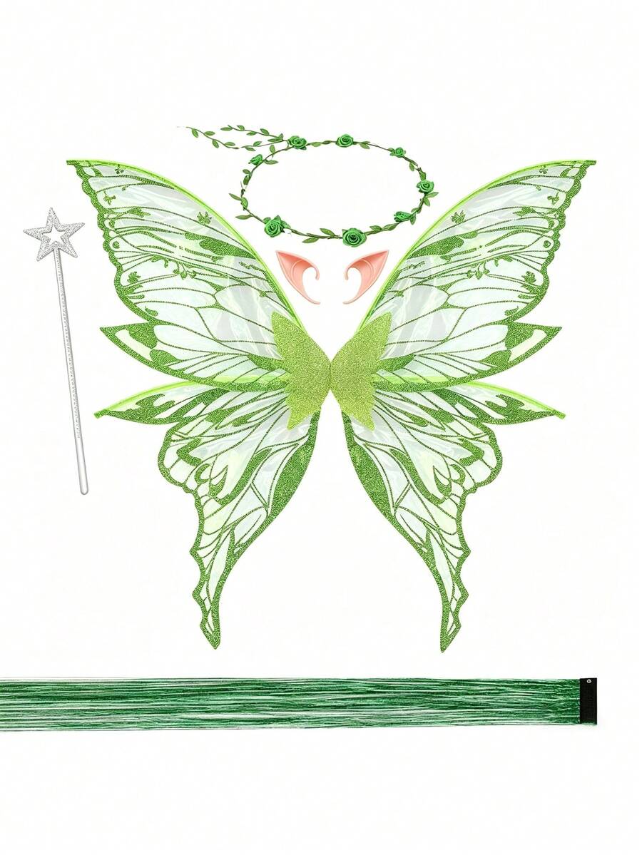 Super Fairy Transparent Chiffon Butterfly Wings - Forest Theme Fairy & Elf Cosplay Props - Halloween / Birthday Party / Photo Decoration - Multicolor - View 1