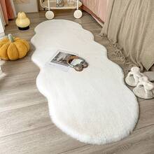 1pc White Long Fur Cloud Rug, Kitchen Carpet, Kitchen Rug, Door Mat, Small Rug, Carpet, Runner Rug, Floor Mat, Home Decor, Area Rug, Outdoor Mat, Home Decor, Area Carpet, Bedroom Carpet, Washable Carpet - White - View 2