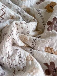 1pc Lace Trim Summer Thin Quilt, Cute Bear Pattern Puff Gauze Summer Bedding, Summer Home Bedding And Air-Conditioned Room Quilt, Suitable For Bedroom, Guest Room, Hotel, Dormitory, Machine Washable Summer Quilt, Quilt Only, Pillowcase Not Included - Multicolor - View 6