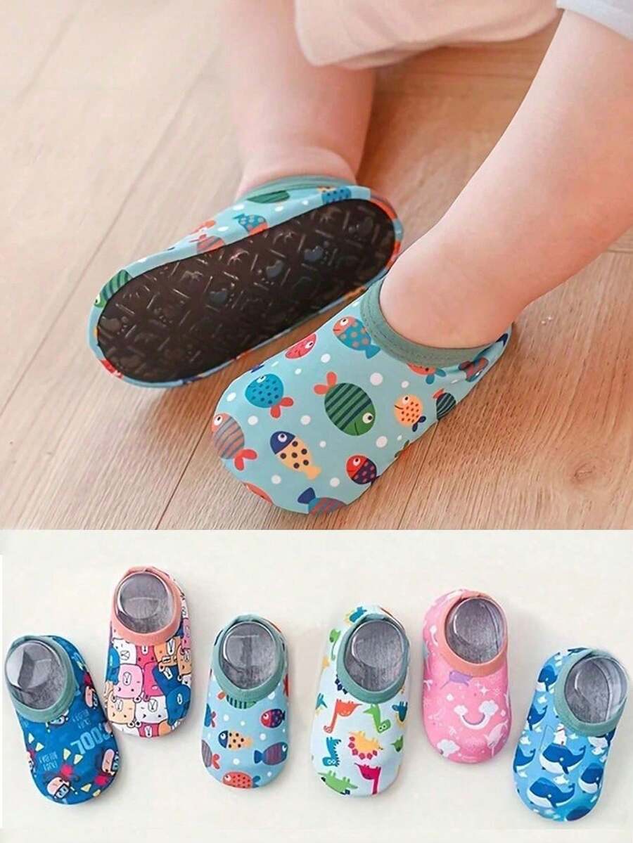 1 Pair Infant/Toddler Boys/Girls Swimming/Surfing Shoes, Cartoon Pool/Beach Water Shoes - Rose Red - View 1