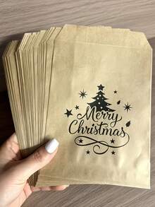 25Pcs Christmas Tree Kraft Paper Gift Bags – Elegant All-In-One Design, Versatile Treat Bags For Parties, Family Get-Together, Office Gifts, Friend Get-Togethers & Gift Packaging – Ideal For Christmas Celebrations - Christmas Tree Paper Bag - View 2