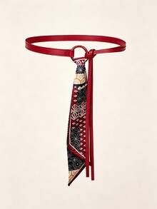 1pc Bohemian Vintage American Scarf Belt - Adjustable Waist Chain With Color-Blocking Suitable For Skirts & Pants, Wedding, Daily Wear Belt Accessory - Multicolor - View 8