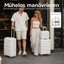 14" 20" 24" 28" Polypropylen-Hartschalen-Kofferset mit TSA-Schloss, Spinnerrollen. Einzelkoffer, 3- oder 4-teiliges Set verfügbar, Reisegepäck für Urlaub, Geschäfts- und Familienreisen - Weiss - Übersicht 10