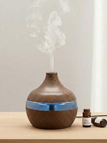 Haus Hana Wood Grain Humidifier LED Night Light Mist Maker Air Humidifier Essential Oil Diffuser Small Humidifiers For Bedroom Office Car Home - Brown - View 1