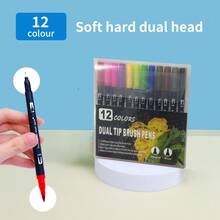 12/24/36/48pcs Dual Tip Colorful Marker Art Pen Set (Diagonal Box, Gift Box Packaging), Suitable For Adult Coloring Books, Christmas Card Drawing, Note-Taking, Carving, Calligraphy, Journaling, Back To School - Multicolor - View 10