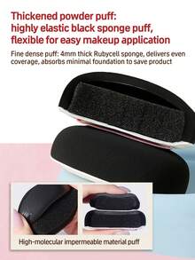 Amortals 5Pcs Base Makeup Kit – 30mm Crescent Foundation Brush, 2 Thick 4mm Rubycell Puffs, 100 Oil-Proof Mixing Papers + Dust-Proof Case, Flawless Daily Base Makeup, Viral Trending Starter Cosmetic Gift Set - Multicolor - View 6