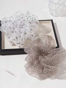 Minimalist Mesh Polka Dot Scrunchie, Elegant High-End Fluffy Tulle Hair Tie, Graceful Hair Accessory For Ponytail,Travel,Birthday - Multicolor - View 18