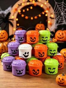 1/4 Halloween Kürbis Geschenk Eimer, Mini Tisch Dekoration, 3,5*5cm Eimer-förmige Dekorationen, Happy Halloween Dekoration, Tisch Ornamente, Halloween Party Dekorationen, Halloween Geschenke, Halloween Party Zubehör, Gruselige Atmosphäre Dekoration, Heim Dekoration, Party Gastgeschenke - mehrfarbig - Übersicht 3