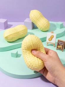 1pc Peanut Shaped Silicone Squishy Stress Relief Toy, Adult Sensory Fidget Toy, Slow Rebound Squeeze Toy, Office Party Interactive Gift, Birthday Mother's Day Squishy - Multicolor - View 2