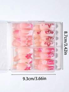 96片（4款）3D凝膠美甲貼片，花卉珍珠裝飾美甲設計，壓克力假指甲套組，含1瓶果凍膠與1個指甲锉，適合夏季美甲與法式美甲 - 彩色 - 查看 6