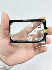Fashionable Cute Pink Flower Pearl Transparent Glass Camera Lens Protector For IPhone 17 Pro Max 17 Pro - Pearl-like Transparent Flowers - View 5