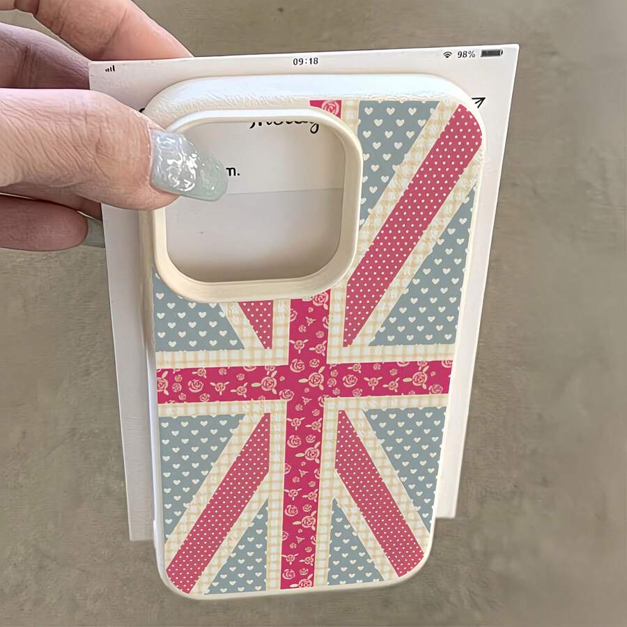 1 buah Casing Ponsel Minimalis Matte Putih dengan Motif Bunga, Hati, dan Kotak-kotak yang Dipersonalisasi, Kompatibel dengan iPhone 16 Pro Max/17/16/15/14 Plus/13/12/11/Air dan Serinya - MultiWarna - View 1