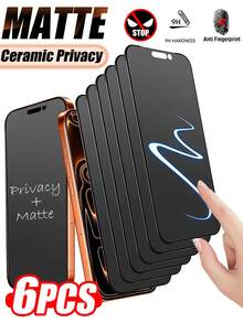 6pcs Soft Film Anti-Peeping Screen Protector - [Ceramic Matte Anti-Peeping Screen Protector] TPU Soft Film Material, Gentle And For Hands, Matte Texture Surface For Comfortable Touch, Significant Anti-Peeping Effect, Suitable For Various Public Environments, Compatible With IPhone17e/17 Pro Max/17 Pro/17Air/17/16 Pro Max/16 Pro/16 Plus/16/15 Pro Max/15/14/13/12 And Other Models. - Black - View 41