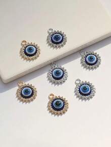 10/20/100pcs Sunflower Evil Eye Pendant Full Rhinestone Eye Fashion Earrings Necklace DIY Jewelry Accessories - Evil Eye - View 3