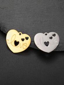 TEAMER 1pc/Pack Minimalist Hollow Heart Pendant Cute Lucky Pattern Handmade DIY Accessory For Necklace, Earrings, Keychain, Bag Charm - Love Series - View 7