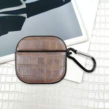 Compatible For AirPods 4 Pro 3 1/2/3 Coffee Brown Crocodile Pattern Oval Leather Strap With Hook - Coffee Brown - View 8