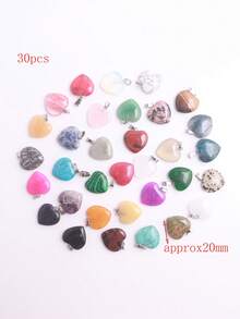 16mm & 20mm Natural Stone Multi-Color Heart-Shaped Pendants Random Mixed 30pcs - Heart Pendant - View 5