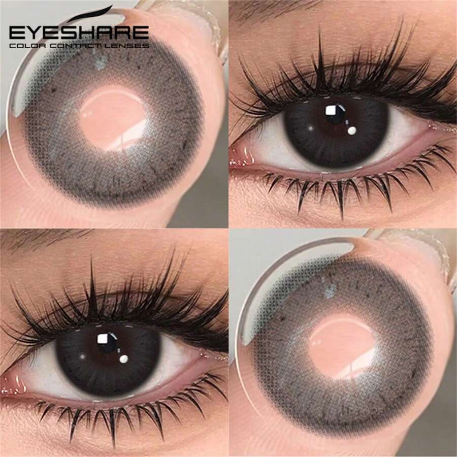 EYESHARE 1對新款彩色隱形眼鏡，適合眼妝，高品質黑色隱形眼鏡，時尚眼鏡，適合婚禮、情人節禮物，6個月拋棄式，14.2mm，適合日常約會與節日活動