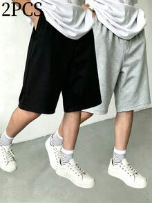 2件裝小男孩極簡時尚百搭休閒戶外運動跑步直筒短褲 春/夏 - 彩色 - 查看 3