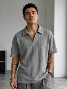 一件 Blueprint Man 男士 Polo 衫，灰色提花领 Polo 衫，垂坠透气针织面料，抗皱，舒适易打理，成熟绅士风格，适合日常、通勤、轻商务、休闲穿着，男士礼物 - 灰色 - 查看 11