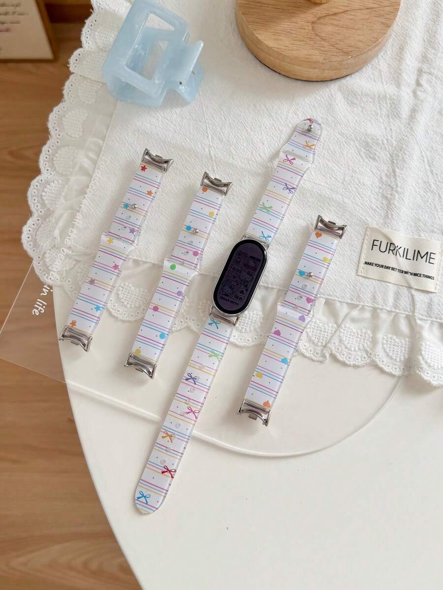 1pc Girls Watch Band Popular Cute Star Bow Heart Polka Dot Compatible With Xiaomi 8/9/10 8/9pro Watch Replacement Band 41mm 40mm 38mm Compatible With AppleWatch Band Series 11 10 9 8 7 6 5 4 3 2 1 SE Suitable For Smart Watch Band, Back To School Gift