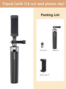 New Mini Aluminum Alloy Selfie Stick Tripod, Suitable For Webcam, Camera, Optional Phone Holder, Compatible With Multiple Phones, One-Click Telescopic, Adjustable Legs, Equipped With Rubber Feet, Stable, Outdoor Sports Tripod - View 12