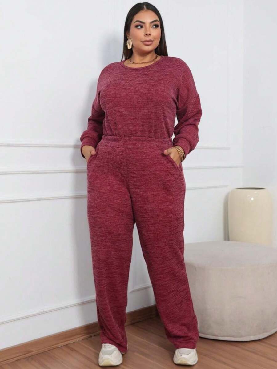 Plus Size Co-Ords - Wine Red - View 1