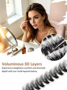 Sibeuna 160pcs 100D Dense 0.05mm Ultra-Fine Faux Mink DIY Eyelash Clusters, Stable Curl No Tangling, Fluffy Single Cluster False Eyelashes, Reusable Segmented Cluster Lashes, Suitable For Daily Party Eye Makeup, Suitable For Beginners Home Eyelash Extensions - D - View 3