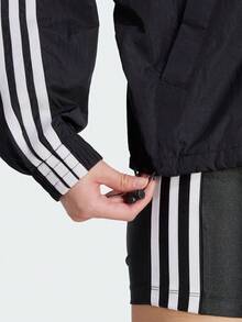 Adidas Originals Women's 3S Windbreaker Jacket Woven Hooded Outerwear JX1451 - Black - View 6