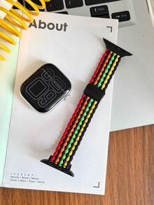 1pc Boys Girls Nylon Watch Band, Elastic Sport Band, Diamond Pattern Two-Tone Magnetic Buckle Woven Strap, Compatible With AppleWatch Series SE/1/2/3/4/5/6/7/8/9 Ultra 40mm 41mm 42mm 44mm 45mm 49mm All Sizes, Fashionable Smart Watch Accessory, Hot New Birthday Gift Back To School - Multicolor - View 14