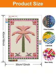 1 Set Frameless DIY Diamond Painting Kit, Coconut Tree Pattern, Cross Stitch Diamond Art, Suitable For Wall Decor Surprise Gift, Birthday And Other Holiday Gift - A - View 4