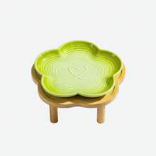 Flower Ceramic Feeding Cat Plate With Raised Bamboo Stand - 150ml - View 13