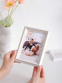1pc White Slim Frame With Delicate Gold Inner Trim, Composite Dual-Use Wall-Mounted Tabletop Photo Frame, Minimalist Elegant Frame Suitable For Pet Cat Dog Family Portraits, Daily Life Photos, Cream-Colored Decor For Bedroom, Living Room, Dorm Apartment, Pet Memory Display Gift, Suitable For Pet Lovers, Cat Dog Owners, Housewarming, Birthday Celebration - Multicolor - View 9