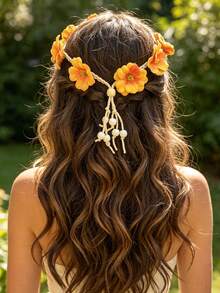 1pc/2pcs Gentle Mori Style Artificial Flower Headband, Bohemian Vacation Sweet Versatile Headband - Multicolor - View 1