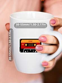 50Pcs Retro Cinema Decor Stickers, Hand-Drawn Illustrations Of Film Reel, Popcorn Bucket, Projector, Clapperboard And Vintage Theater Sign, For Journal, Water Bottle, Luggage, Retro Movie Theme Party DIY Decor - 7*6*1 - View 5