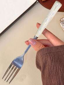 4/24pcs Set Exquisite Colorful Ceramic Handle Stainless Steel Cutlery Set, Pearl Gloss Multi-Color Ceramic, Includes Forks, Spoons, Etc., Iridescent Gloss Elegant Unique, Suitable For Home, Restaurant, Kitchen Daily Dining - Multicolor - View 10