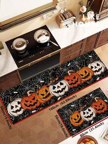 1/2pcs Halloween Kitchen Decor Rug, Halloween Pumpkin Kitchen Rug And Mat, Non-Slip Washable Absorbent Kitchen Accessory Decorative Mat - Multicolor - View 14